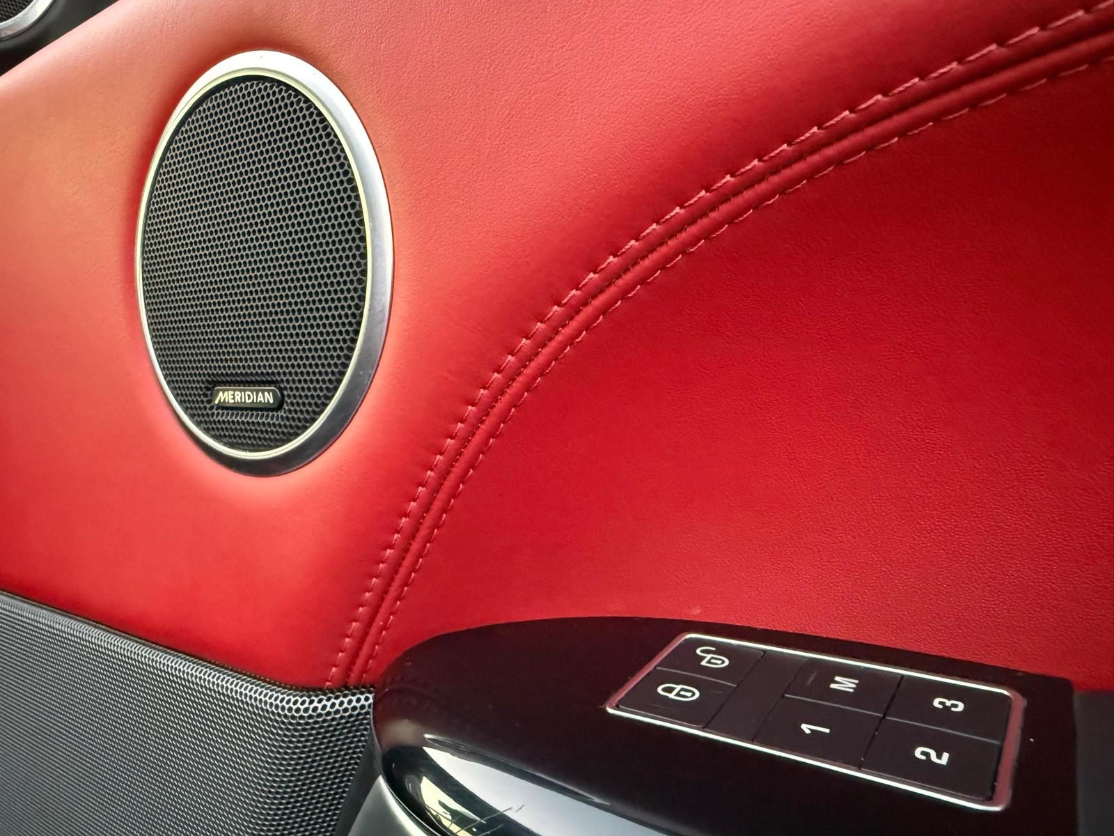 Range Rover Sport SVR red leather door trim and Meridian speaker